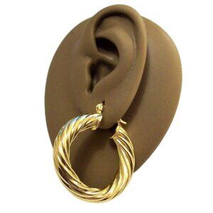 1 1/2 Inch 39mm Hoop Gold Tone Pierced Post Earrings